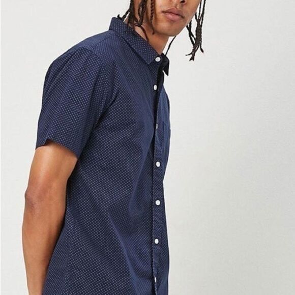 Forever 21 Navy Print Short Sleeved Shirt - Picture 8 of 10